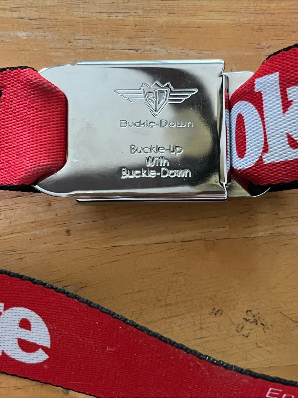 Coca-Cola Red and White Logo Belt with Branded Buckle